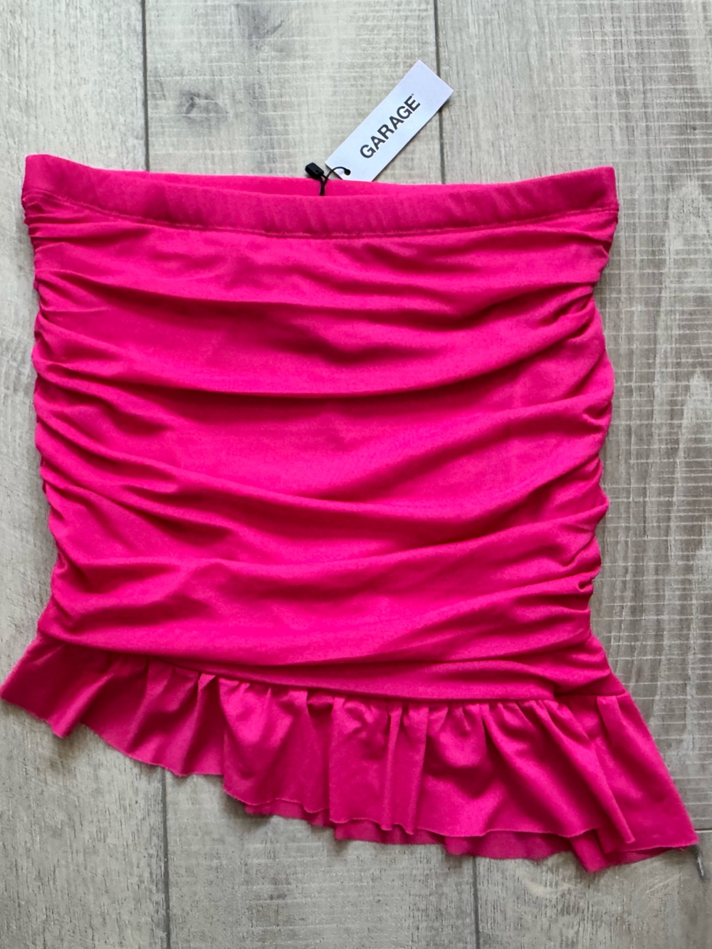 Garage Bright Pink Tube Top with Ruffle Trim